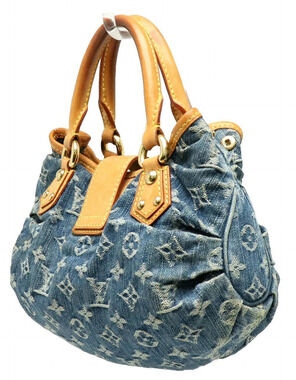 Louis Vuitton Pleated Denim Monogram Handbag Blue
